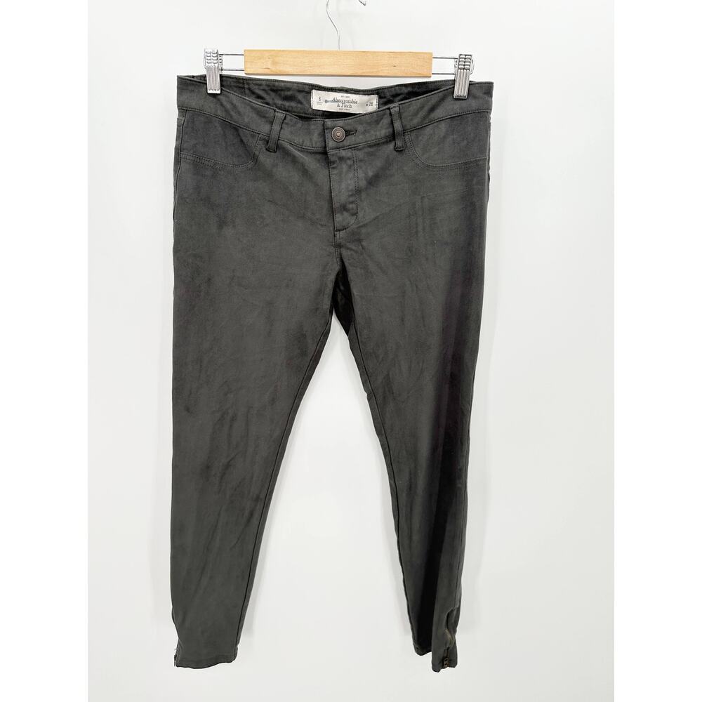 Abercrombie Gray Suede Pants Slight Stretch Flat Front Womens Size 6
